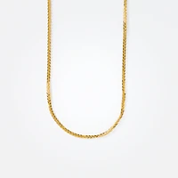 10K White and Yellow Gold Diamond Cut Square 0.9mm Wheat Chain (18")