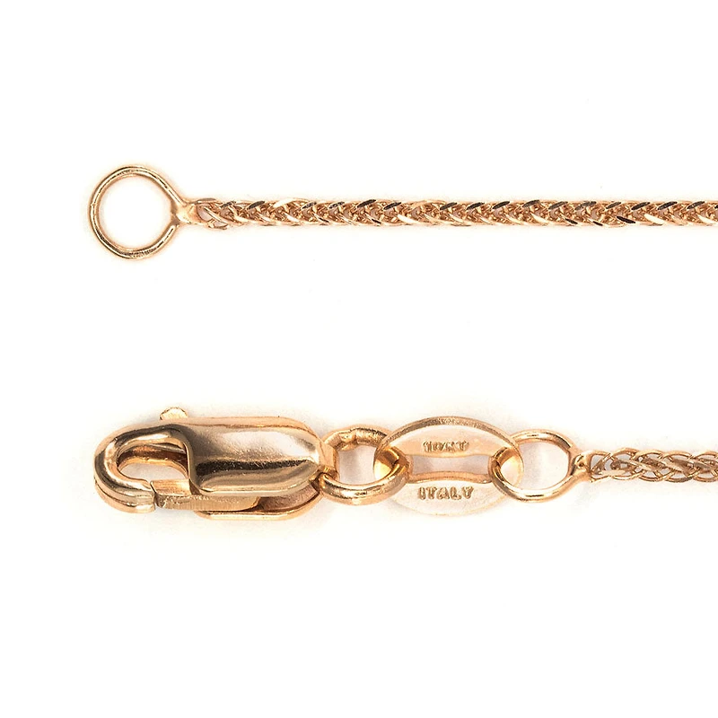 10K Rose Gold Diamond Cut Square 0.7MM Wheat Chain (18")