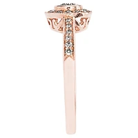 Bezel Set Diamond Engagement Halo Ring 14K Rose Gold (0.46ct tw)