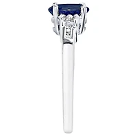 Oval Blue Sapphire and Diamond Ring 10K White Gold (0.08ct tw)