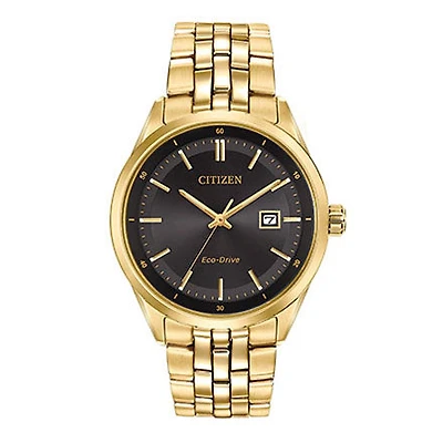 Citizen Men's Corso Eco-Drive Gold-Tone Black Dial Watch | BM7252-51E