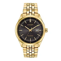 Citizen Men's Corso Eco-Drive Gold-Tone Black Dial Watch | BM7252-51E