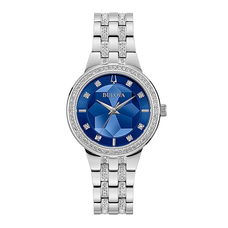 Bulova Women's Crystal Watch In Blue Dial | 96L276