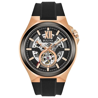 Bulova Men's Automatic Watch With Rose Gold Tone Stainless Steel Case