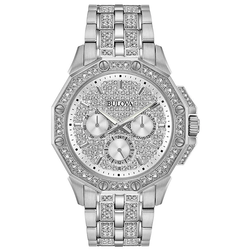 Bulova Men's Crystal Watch With Pave Set Dial | 96C134