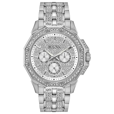 Bulova Men's Crystal Watch With Pave Set Dial | 96C134