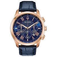Bulova Men's Classic Blue Dial Blue Leather Watch | 97B170