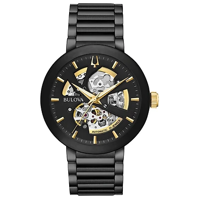 Bulova Men's Modern Automatic Black Dial Black Bracelet Watch | 98A203
