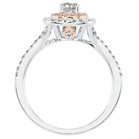 Canadian Diamond Engagement Ring with Pink and White Gold Halo