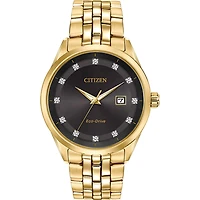Citizen Men's Corso Eco-Drive Black Dial Gold Tone Watch | BM7252-51G