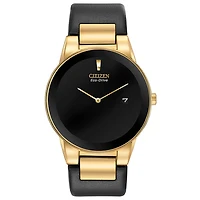 Citizen Men's Axiom Eco-Drive With Gold Tone Case and Black Leather St