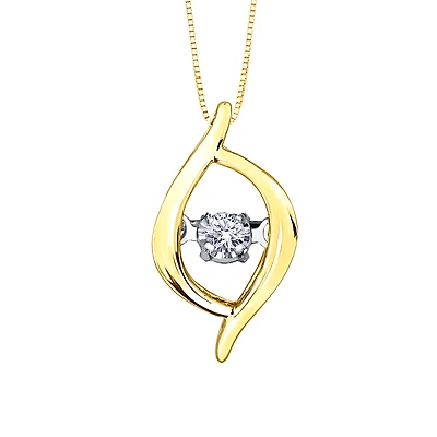 10K Yellow Gold Dancing Diamond Pendant (0.02ct tw)