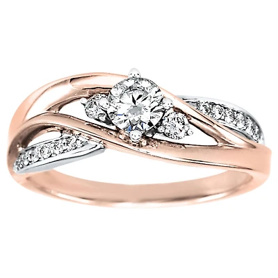 Diamond Engagement Ring 14K Rose and White Gold (0.45ct tw)
