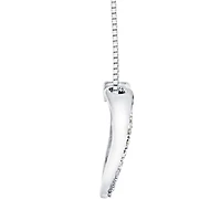 Diamond Lined Heart Necklace in 10K White Gold (0.05ct tw)