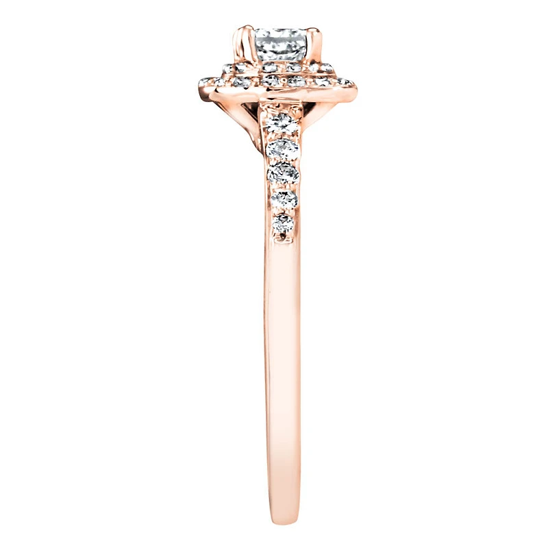 Double Halo Princess Diamond Engagement Ring 14K Rose Gold (0.50ct