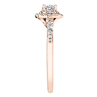 Double Halo Princess Diamond Engagement Ring 14K Rose Gold (0.50ct
