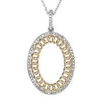 Oval Diamond Pendant in 10K White and Rose Gold (0.25 ct tw)