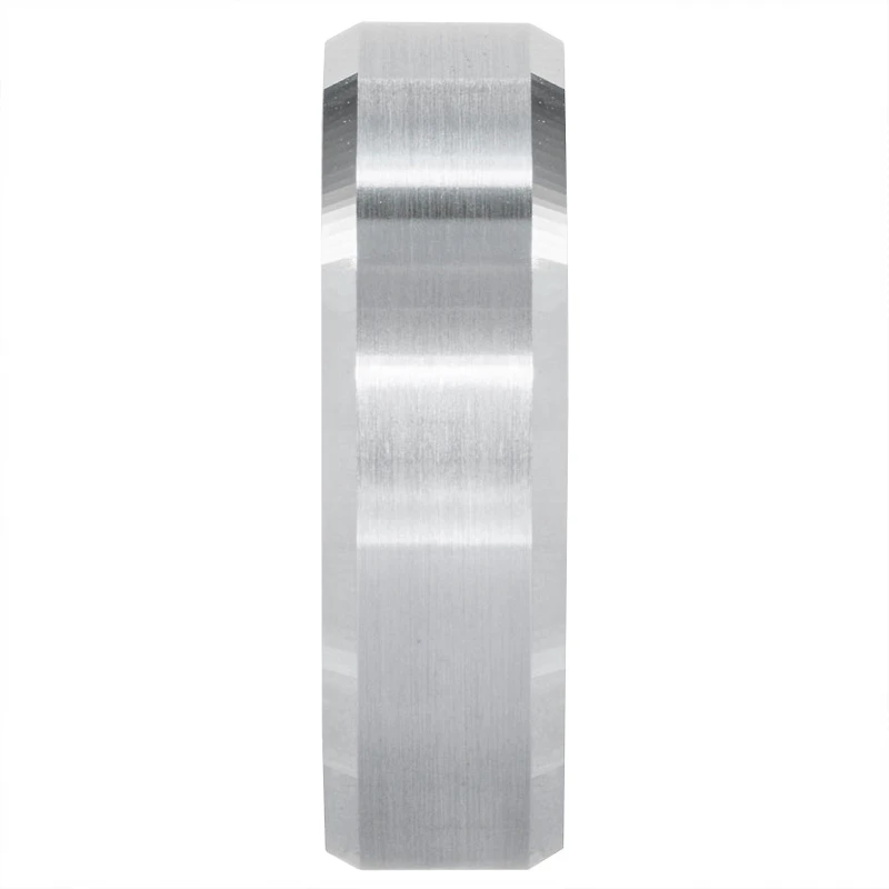 Mens Comfort Fit Wedding Band with Brush Finish in 14K White Gold (6.5