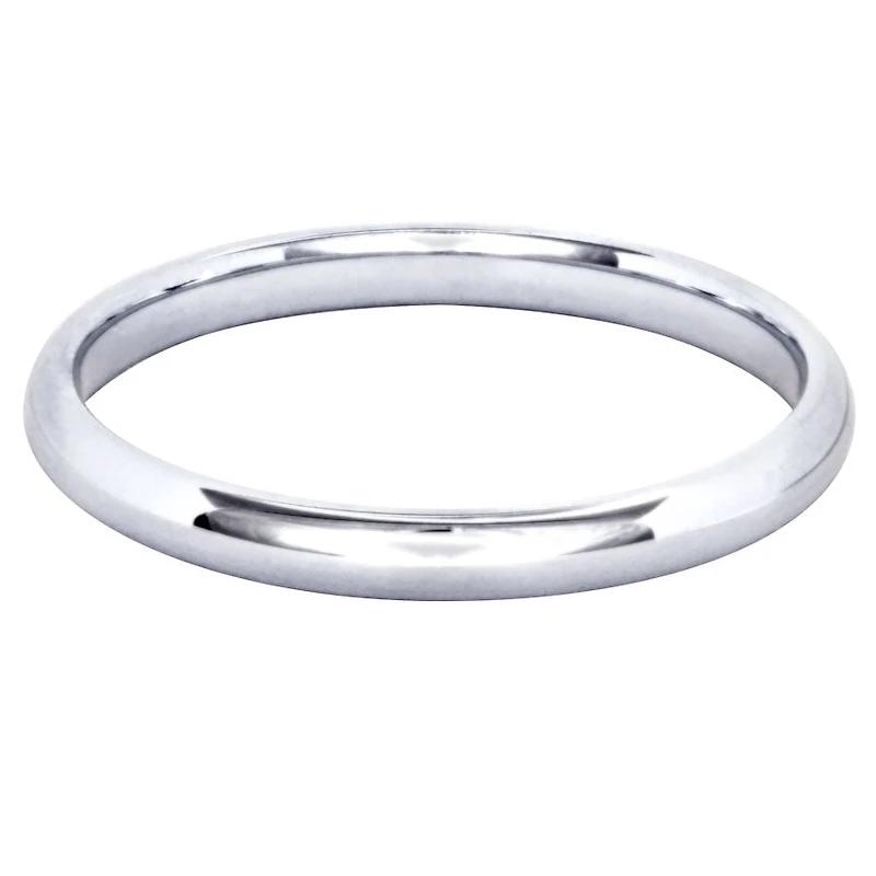 Low Dome Comfort Fit Wedding Band 14K White Gold (2MM)