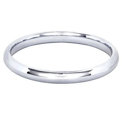 Low Dome Comfort Fit Wedding Band 14K White Gold (2MM)