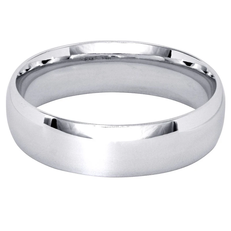Low Dome Comfort Fit Wedding Band 14K White Gold (5MM)