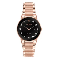 Citizen Women's Axiom Eco-Drive Pink Gold-Tone Black Dial Watch | GA10