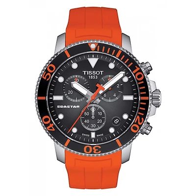 Tissot Seastar 1000 Chronograph In Black Dial and Orange Strap | T120.