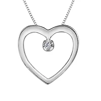 Timeless Diamond Heart Shape Pendant In 10K White Gold (0.01 ct wt)