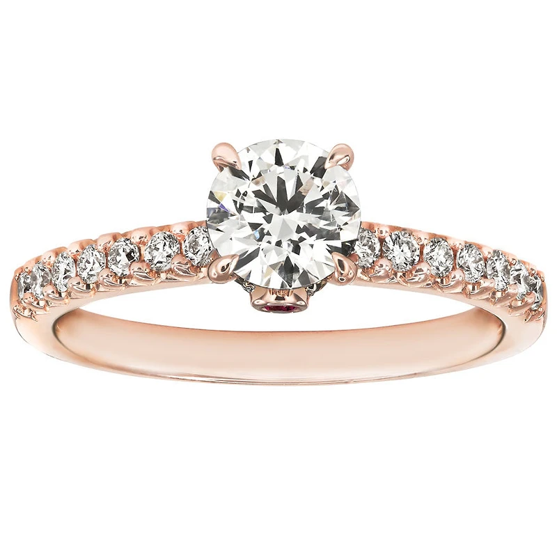Lumina "Embrace" Ideal Cut Diamond Engagement Ring with Ruby Accent