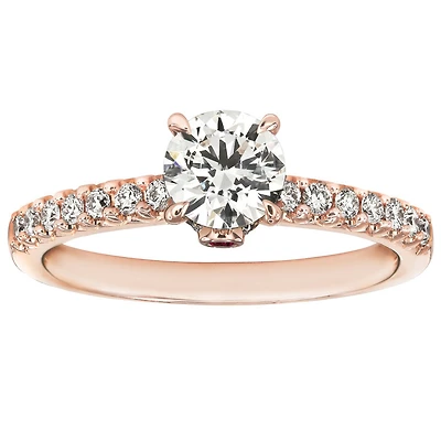 Lumina "Embrace" Ideal Cut Diamond Engagement Ring with Ruby Accent