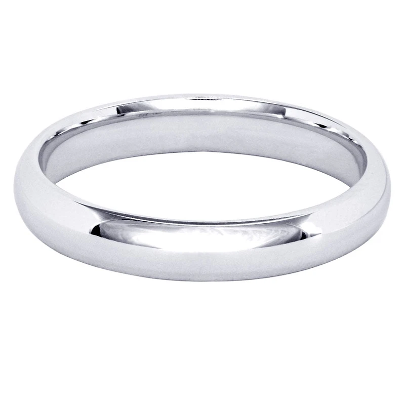 Low Dome Comfort Fit Wedding Band 10K White Gold (3MM)