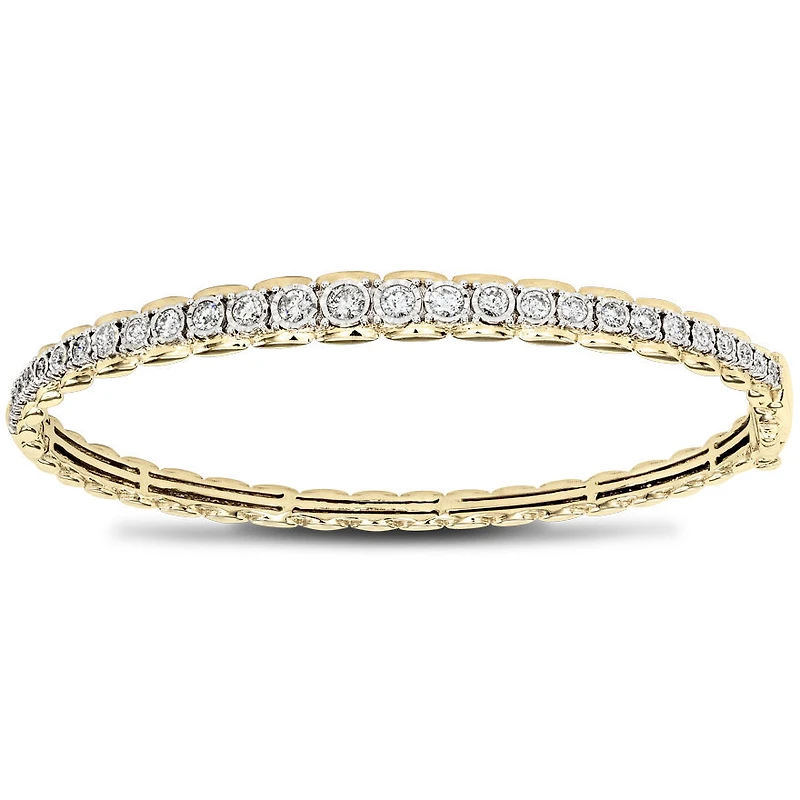 Diamond Bangle Bracelet In 10K Yellow And White Gold (1.00 ct tw)