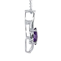 Oval Amethyst and Diamond Pendant in 10K White Gold