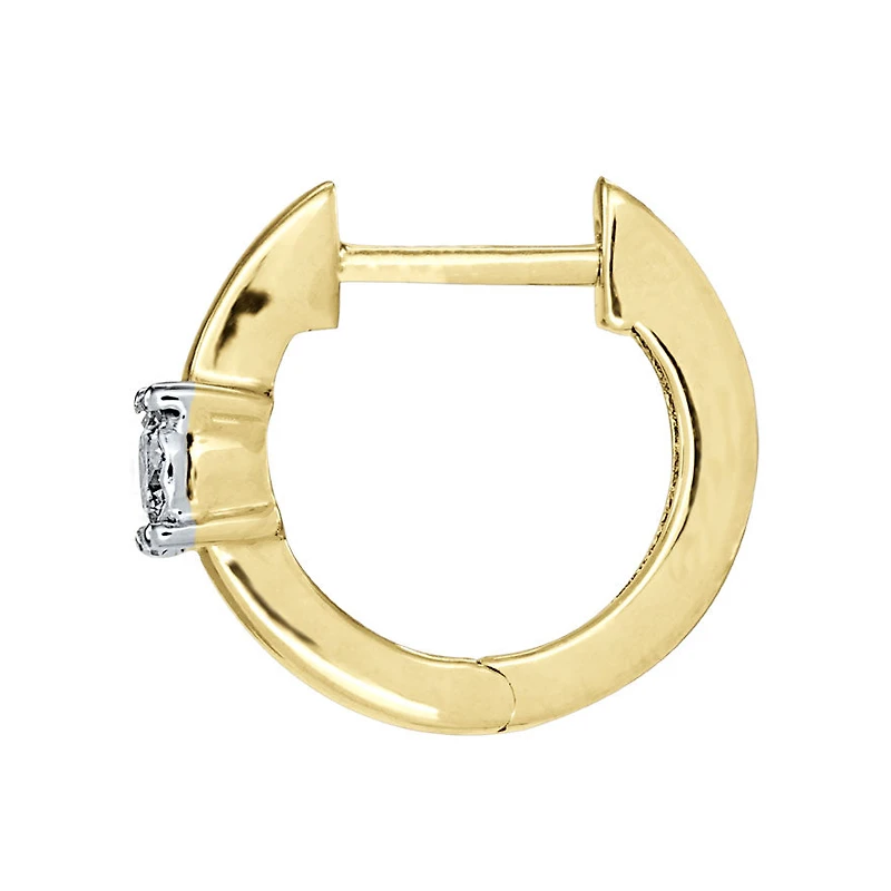 Diamond Hoop Earrings In 10K Yellow and White Gold (0.13 ct tw)