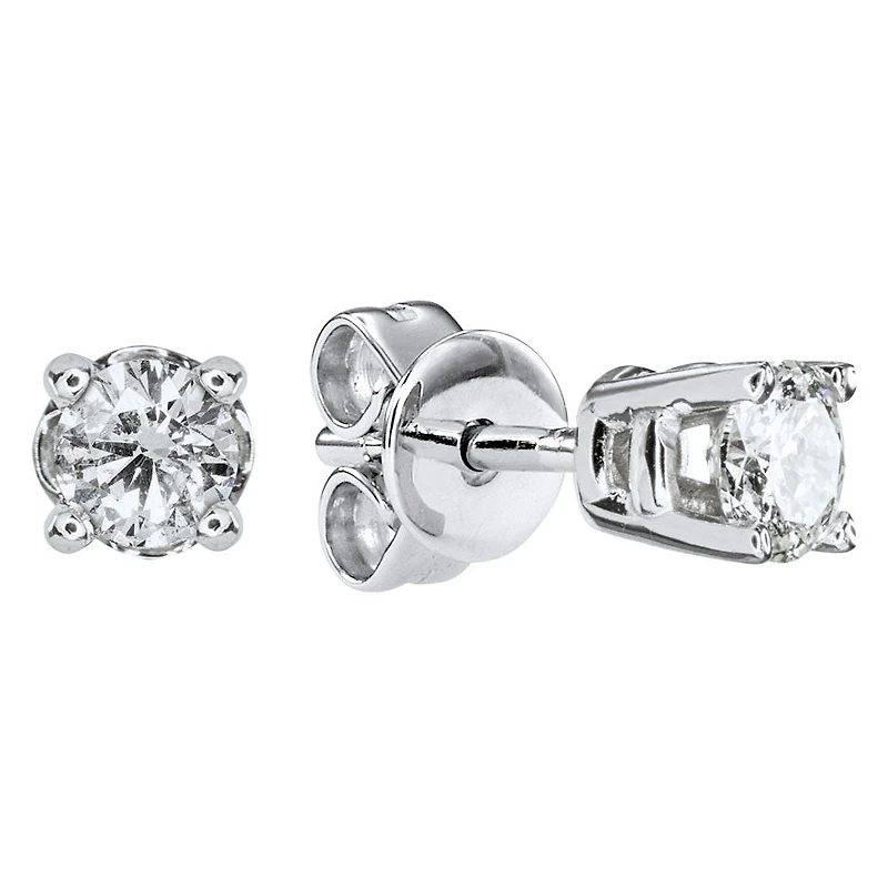 Solitaire Diamond Stud Earrings in 14K White Gold ( ct tw