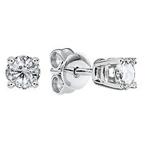 Solitaire Diamond Stud Earrings in 14K White Gold ( ct tw
