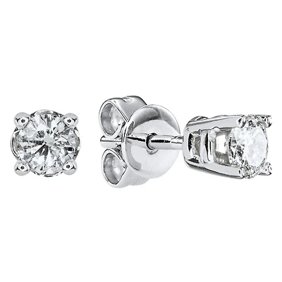 Solitaire Diamond Stud Earrings in 14K White Gold ( ct tw