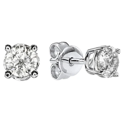 Solitaire Diamond Stud Earrings in 14K White Gold ( ct tw