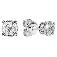 Solitaire Diamond Stud Earrings in 14K White Gold ( ct tw