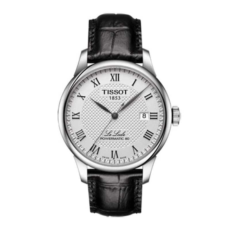 Tissot Le Locle Powermatic 80 Silver Dial Black Leather Strap Men's Wa