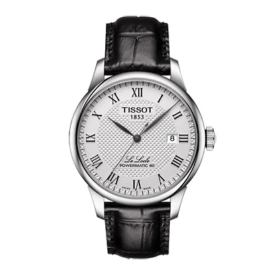 Tissot Le Locle Powermatic 80 Silver Dial Black Leather Strap Men's Wa