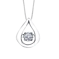 Teardrop Dancing Diamond Pendant in 10K White Gold (0.02ct tw)