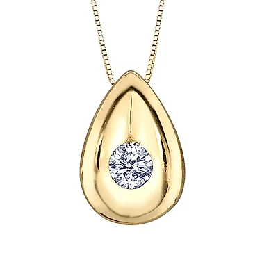 Tear Drop Diamond Pendant in 10K Yellow Gold (0.03ct tw)