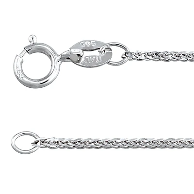 14K White Gold Square 0.7mm Wheat Chain (16")