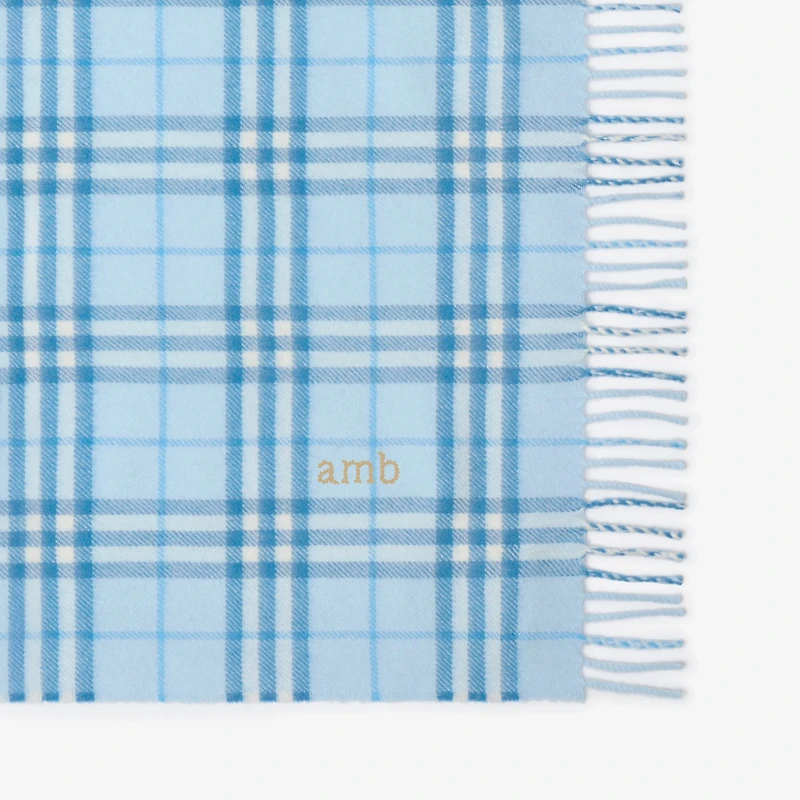 Check Wool Baby Blanket in Ice