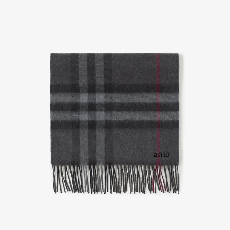 Check Cashmere Scarf in Charcoal | Burberry® Official