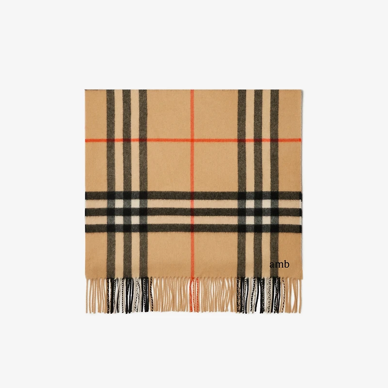 Wide Check Cashmere Scarf in Sand | Burberry® Official