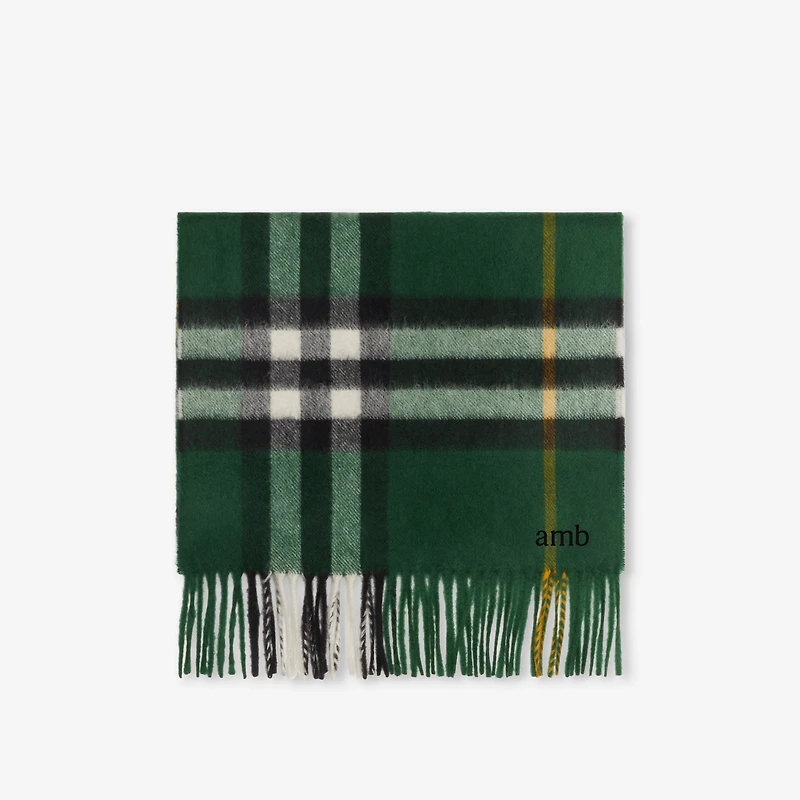 Check Cashmere Scarf in Dark fern green | Burberry® Official