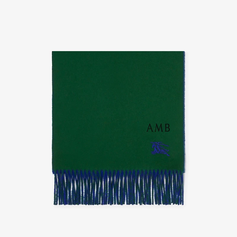 Reversible Cashmere Scarf in Dark fern green/knight | Burberry® Official
