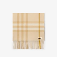 Check Cashmere Scarf in White denim | Burberry® Official